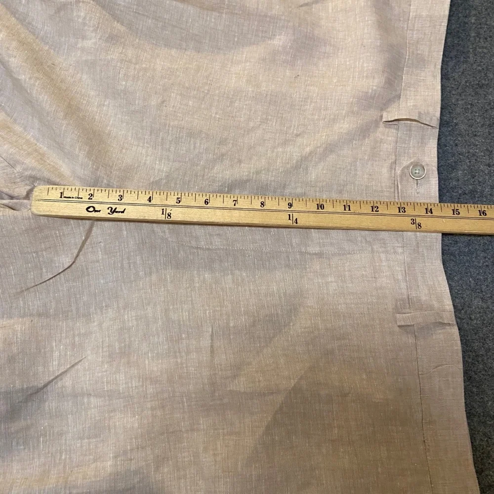 Tallia Linen Dress Pants Mens 50x30 Tan Beige Flat Front Summer Wedding Trousers